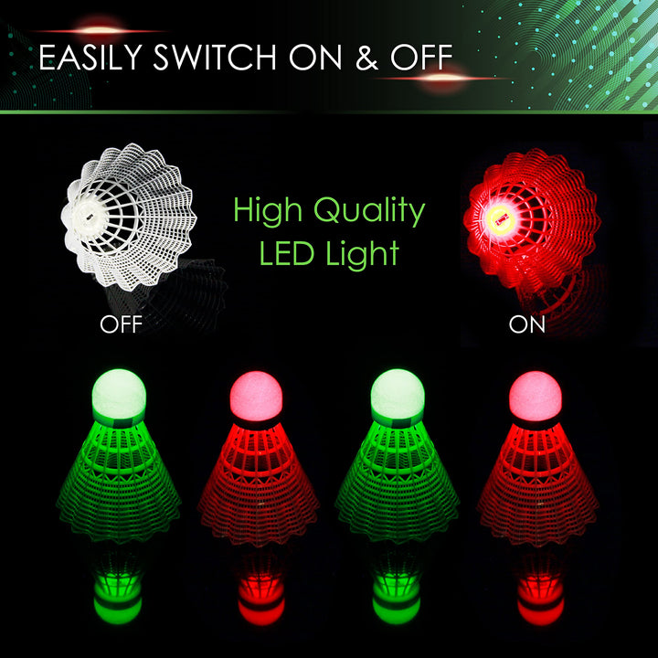 E-Jet LED Badminton Shuttlecocks, Badminton Birdies 4pc