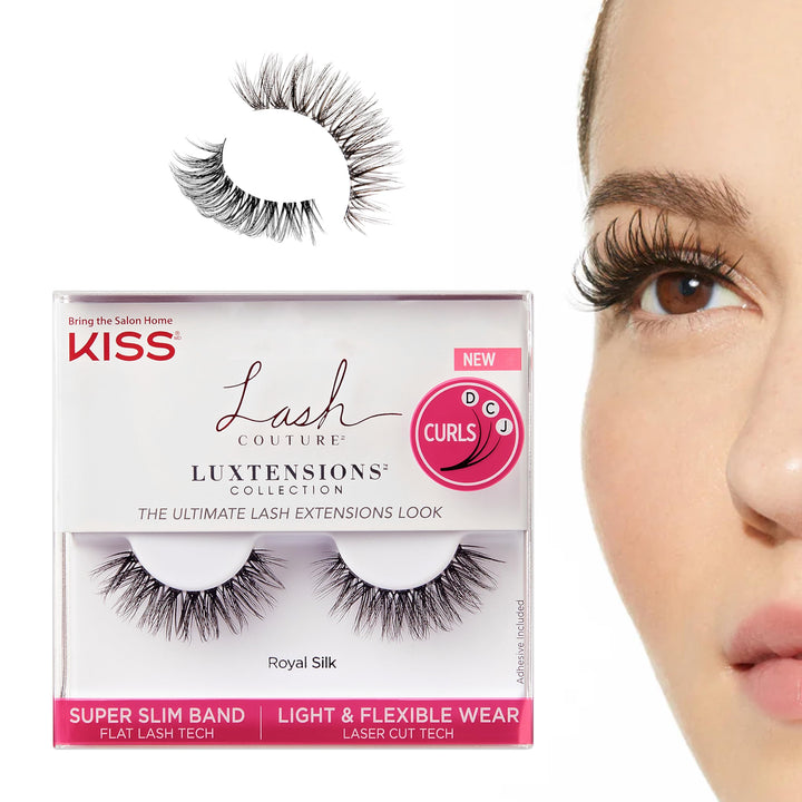 Lash Couture Luxtension False Eyelashes, &#39;Royal Silk&#39;, 10 mm, Includes 1 Pair Of Lash, Contact Lens Friendly, Easy to Apply, Reusable Strip Lashes
