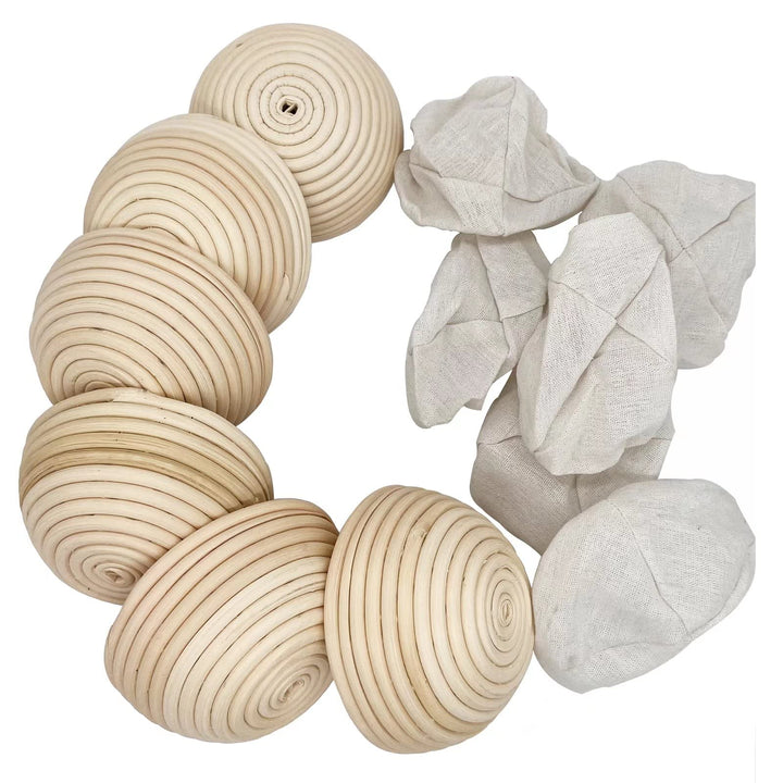 6pcs 5 Banneton Proofing Basket Round Bread Brotform with Liner Eco-Friendly Natural Rattan for Professional &amp; Home Bakers