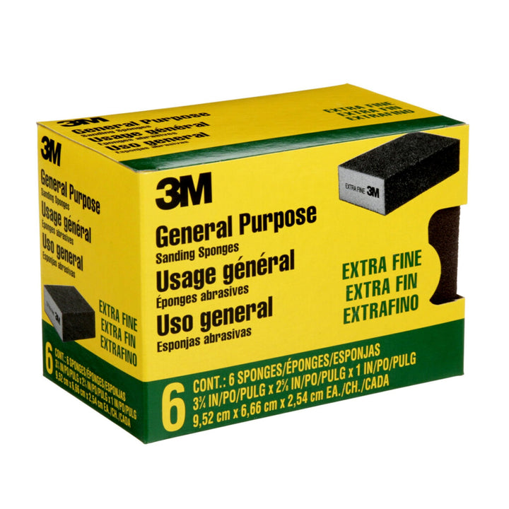 Sanding Sponge Block, 6-Pack, Extra Fine Grits, 3-3/4 in x 2-5/8 in, Designed For Sanding Wood, Paint, Metal, Plastic or Drywall, Features Abrasive, Made with Durable Flexible Foam (CP000-6P-CC)
