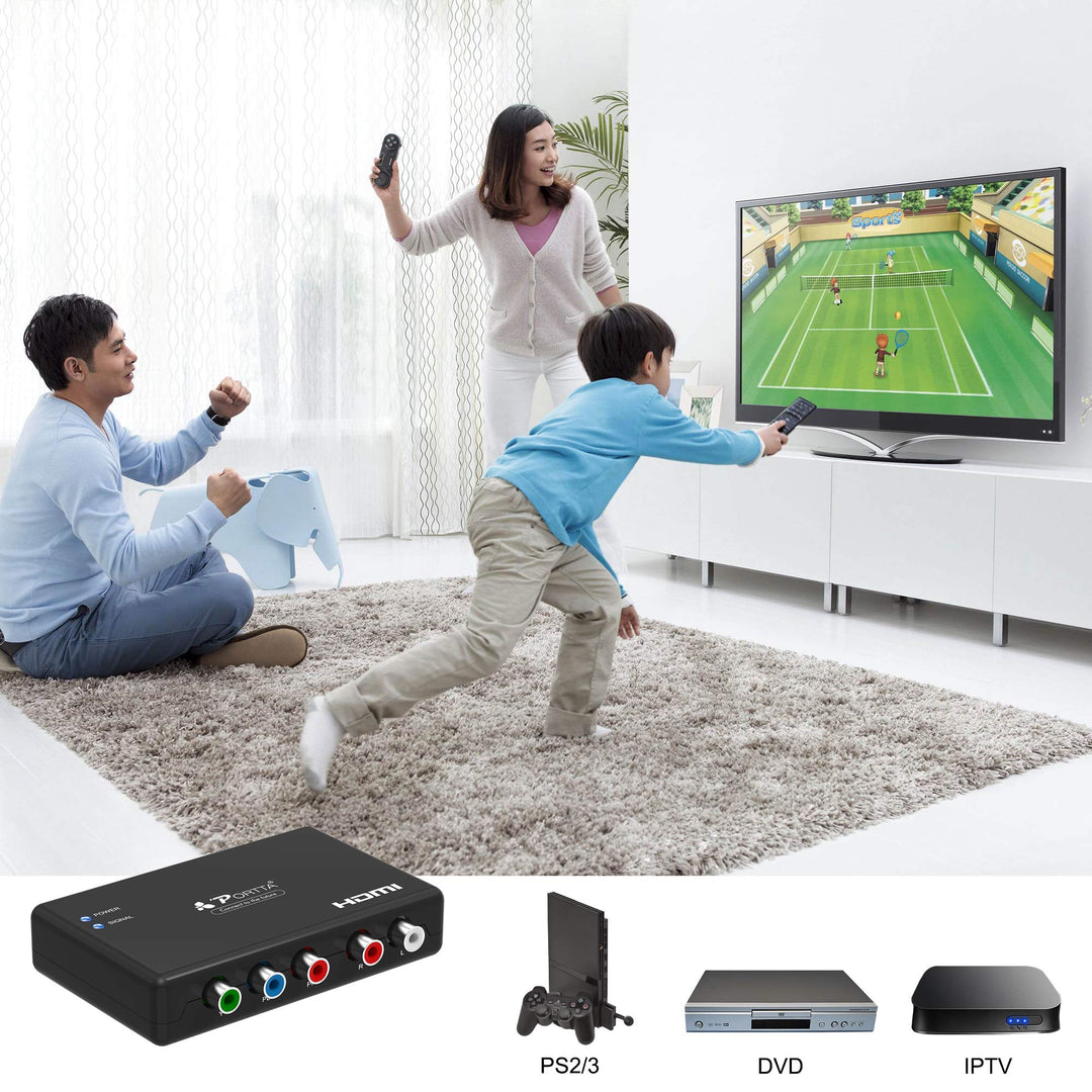 Portta Component to HDMI Converter, YPbPr RGB + R/L Aud