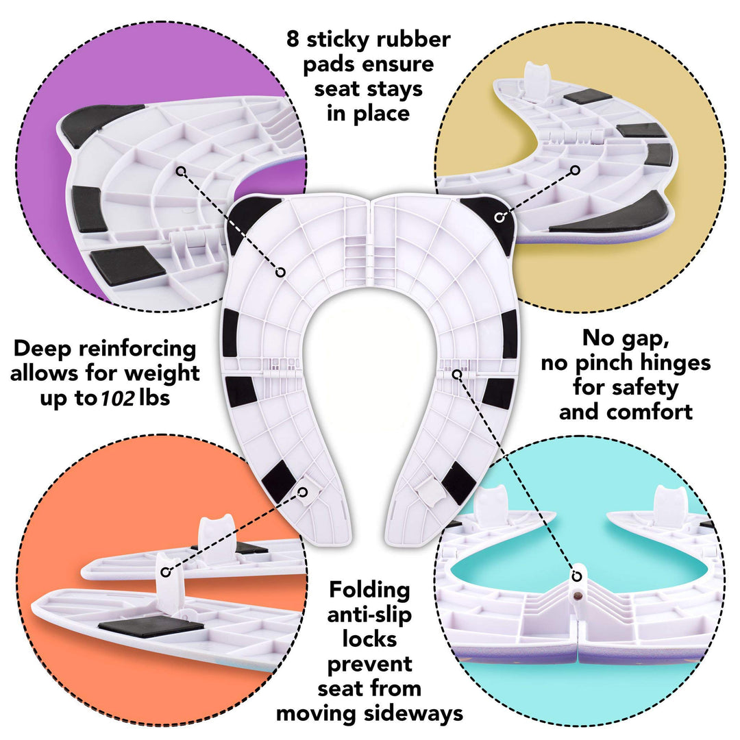 Bath Toys - [Upgrade Splash Guard - Stable] Portable Toilet Training Seat for Toddlers, Boys &amp; Girls. Folding Travel Potty Seat. Extra Stable, Powerful and Safe, with Handy Carry Bag (Blue)