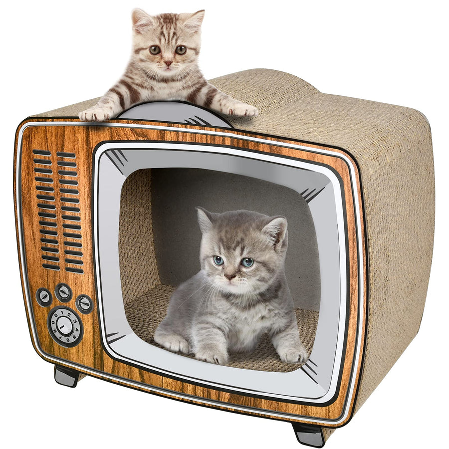 TV Cat Scratcher Cardboard Lounge Bed, Cat Scratching Board, Durable Board Pads Prevents Furniture Damage