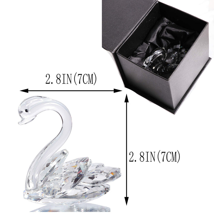 Waltz&amp;F Crystal Swan Figurine Paperweight Glass Swan Collectible Statue Table Centerpiece Ornament