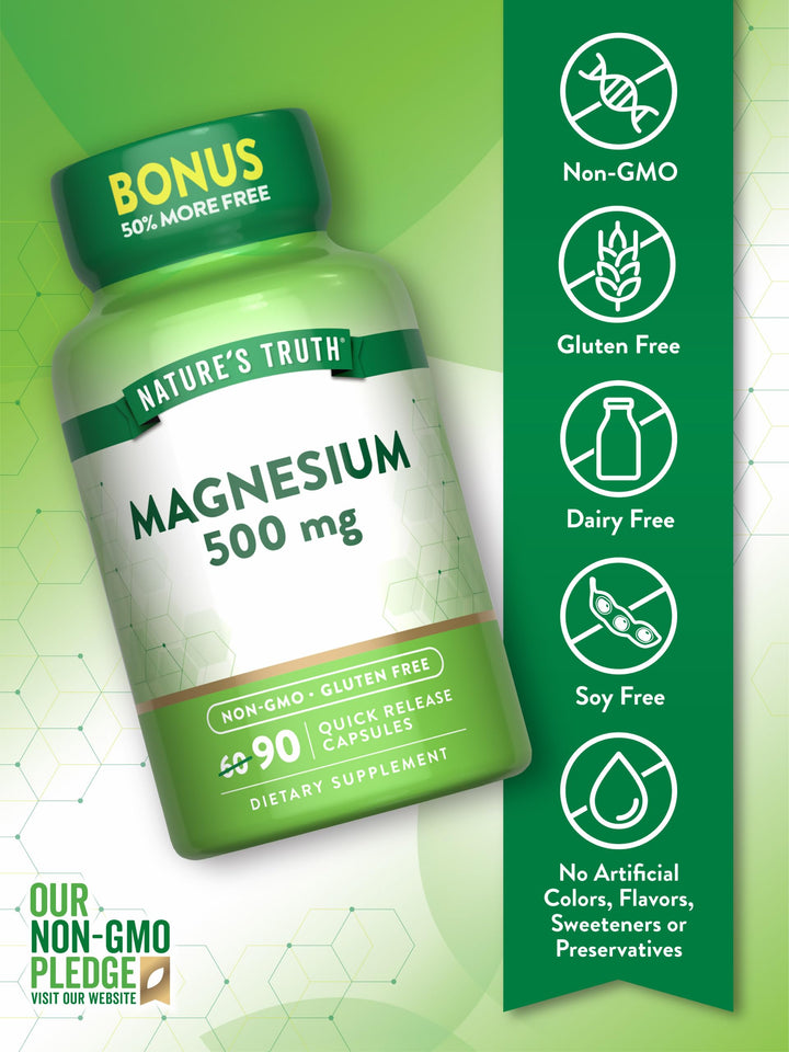 Nature&#39;s Truth Magnesium Oxide 500mg Capsules |