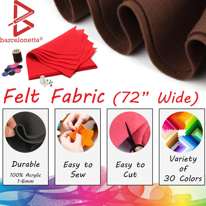 Barcelonetta | Felt Fabric | 72 Wide | 1.6mm Thick | Acrylic & Soft | Felt by The Yard | Felt for DIY Crafts, Projects, Sewing (Black, 1 Yard)