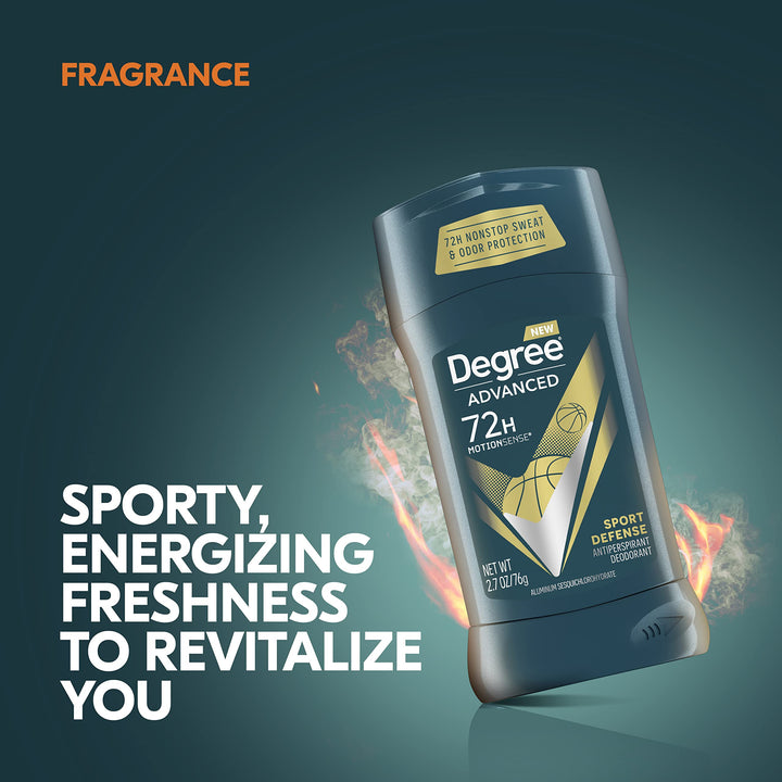 Degree Advanced Protection Antiperspirant Deodorant Sport Defense 4 count 72-Hour Sweat and Odor Protection Antiperspirant For Men With MotionSense Technology 2.7 oz