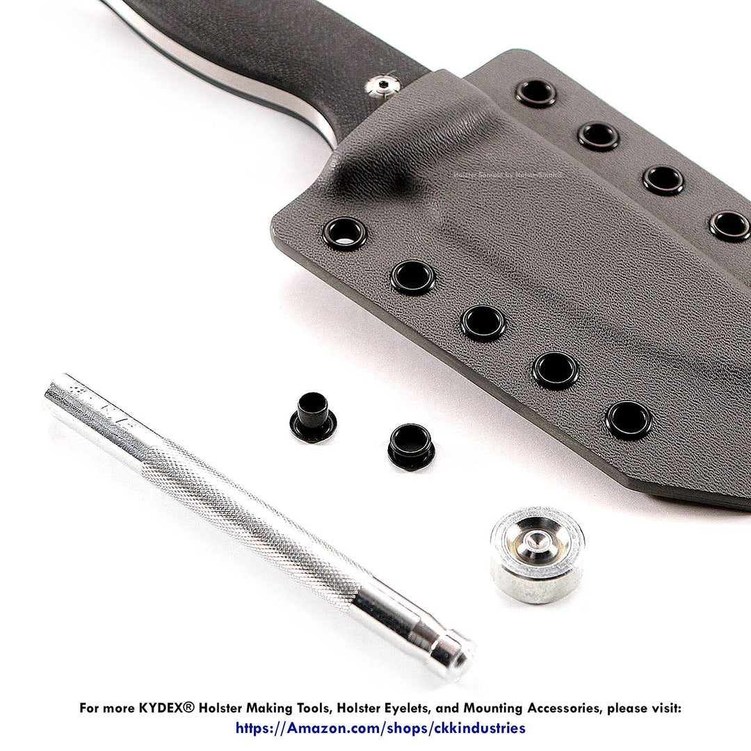 Eyelet Hand Setter (#8 Size) - (Fits 1/4 Inch Diameter Eyelets) - (Includes Base &amp; Ram) - for DIY Kydex &amp; Leather Holster Making, Upholstery, and Apparel Binding