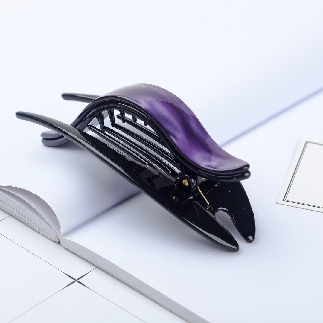 B: Handmade Celluloid French Design Tortoise Shell Barrettes Side-Slide Opening Duck Luxury Fashion Accessories Hair Clip Claw For Women (B)