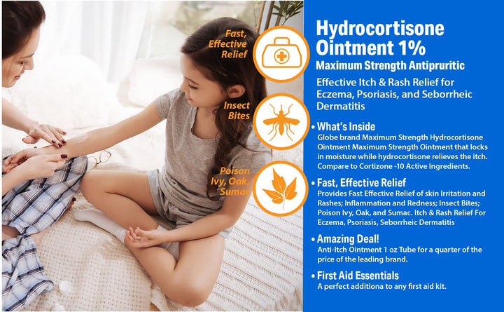 3 PACK Hydrocortisone Maximum Strength Ointment 1%, USP 1 Oz (Compare to the Active Ingredients in Cortizone-10)