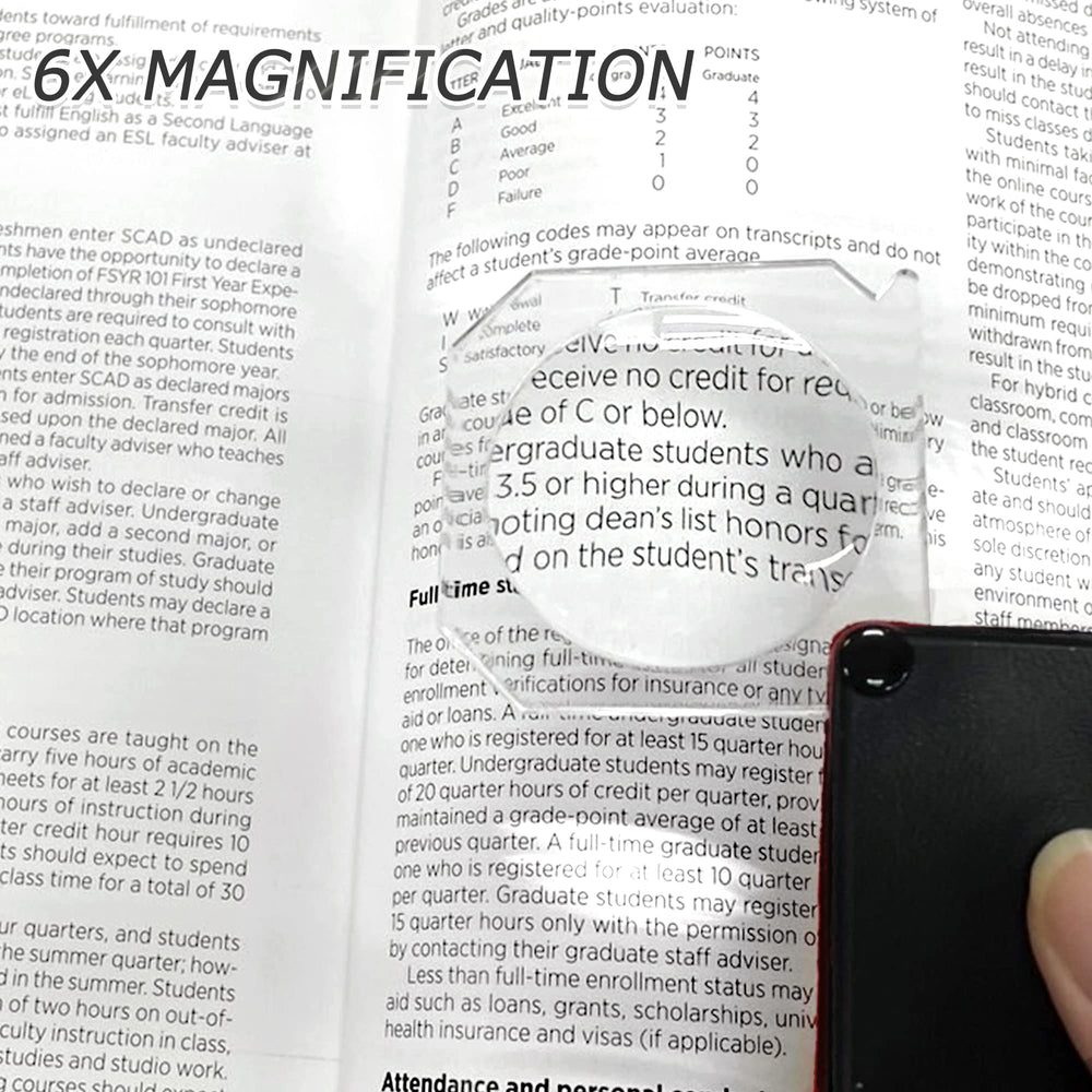 MAGDEPO 6X Pocket Magnifier Small Square 1.75 Acrylic M