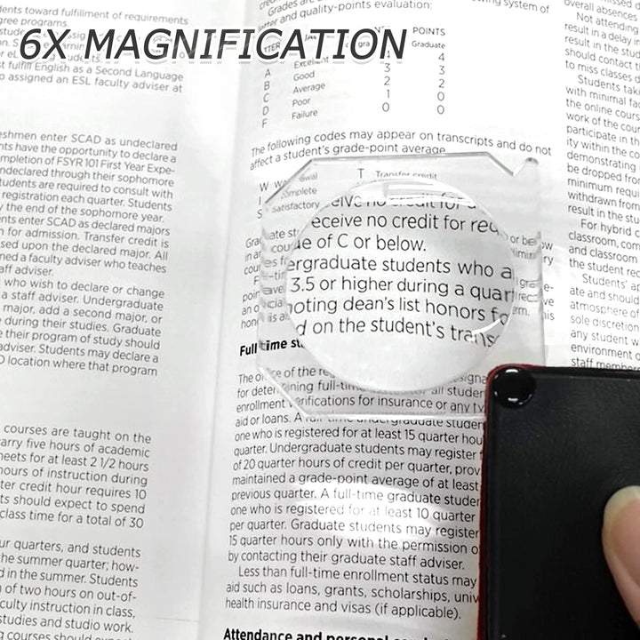 MAGDEPO 6X Pocket Magnifier Small Square 1.75 Acrylic M