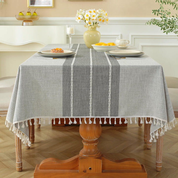 Laolitou Rustic Tablecloth Cotton Linen Waterproof Tabl