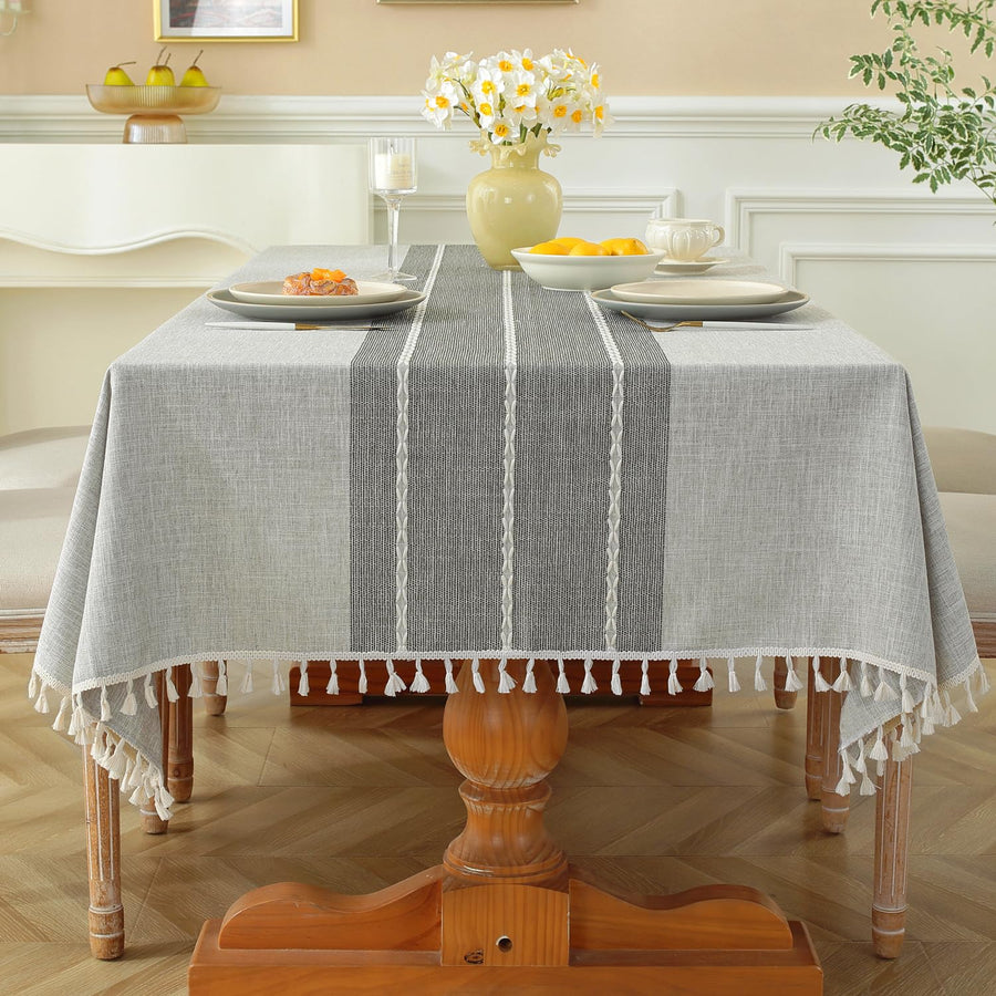 Laolitou Rustic Tablecloth Cotton Linen Waterproof Tabl