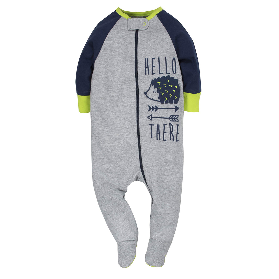 Gerber Baby Boys' 4 Pack Sleep 'N Play Footie, Tiger/Hedgehog, 0-3 Months