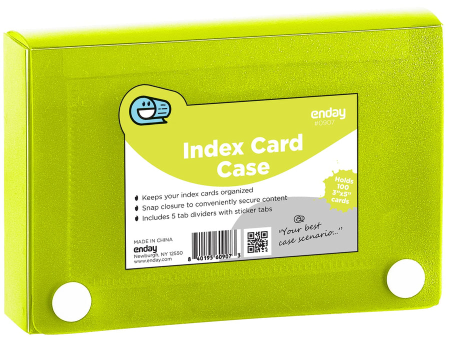 Index Card Holder Green, 3x5 Note Flash Card Organizer Case, File Box with 5 Dividers, Notecard Box Holds 100 Cards, Also Available in Red, Purple, Blue, Pink, Grey, 1 Pack – By