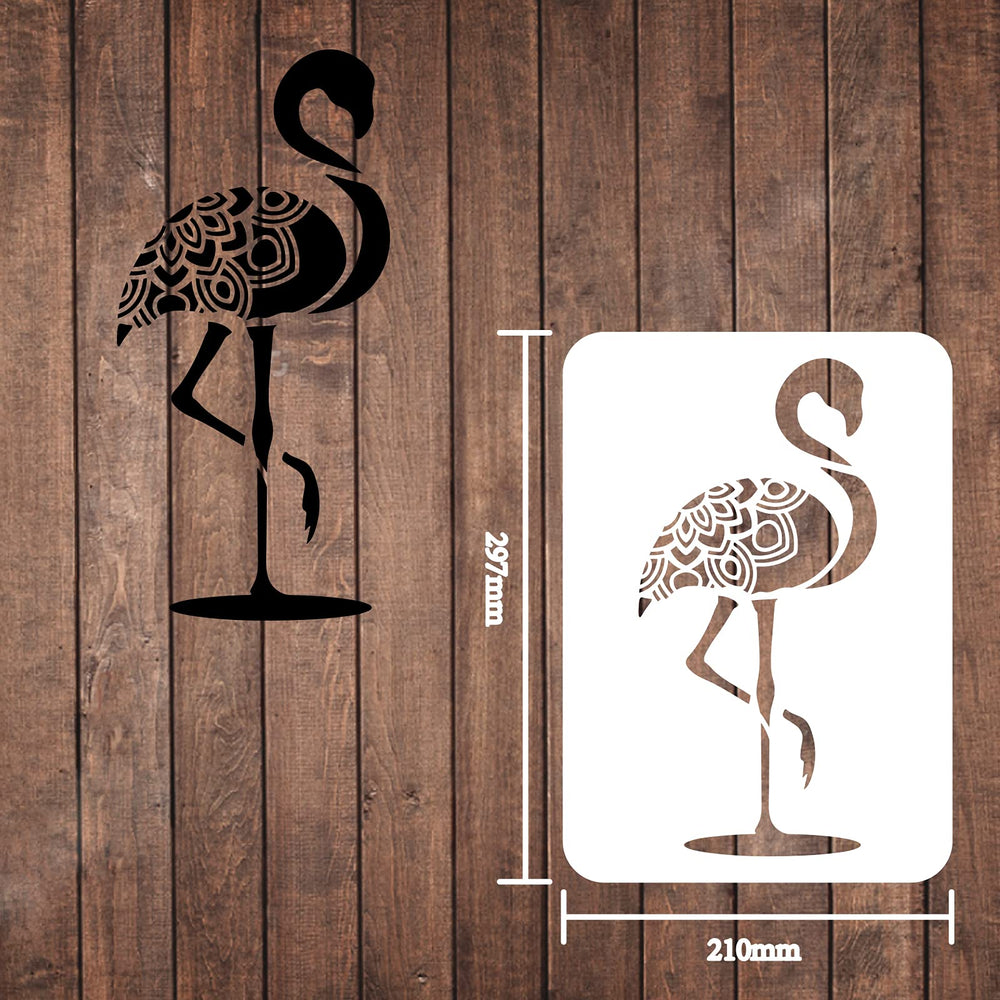 Large Size Flamingo Stencils 11.7x8.3 Inch Flamingo DIY Decoration Painting Stencils Mandala Flamingo Painting Stencil Bird Stencils Template for DIY Crafts Home Decor Wood Wall Painting