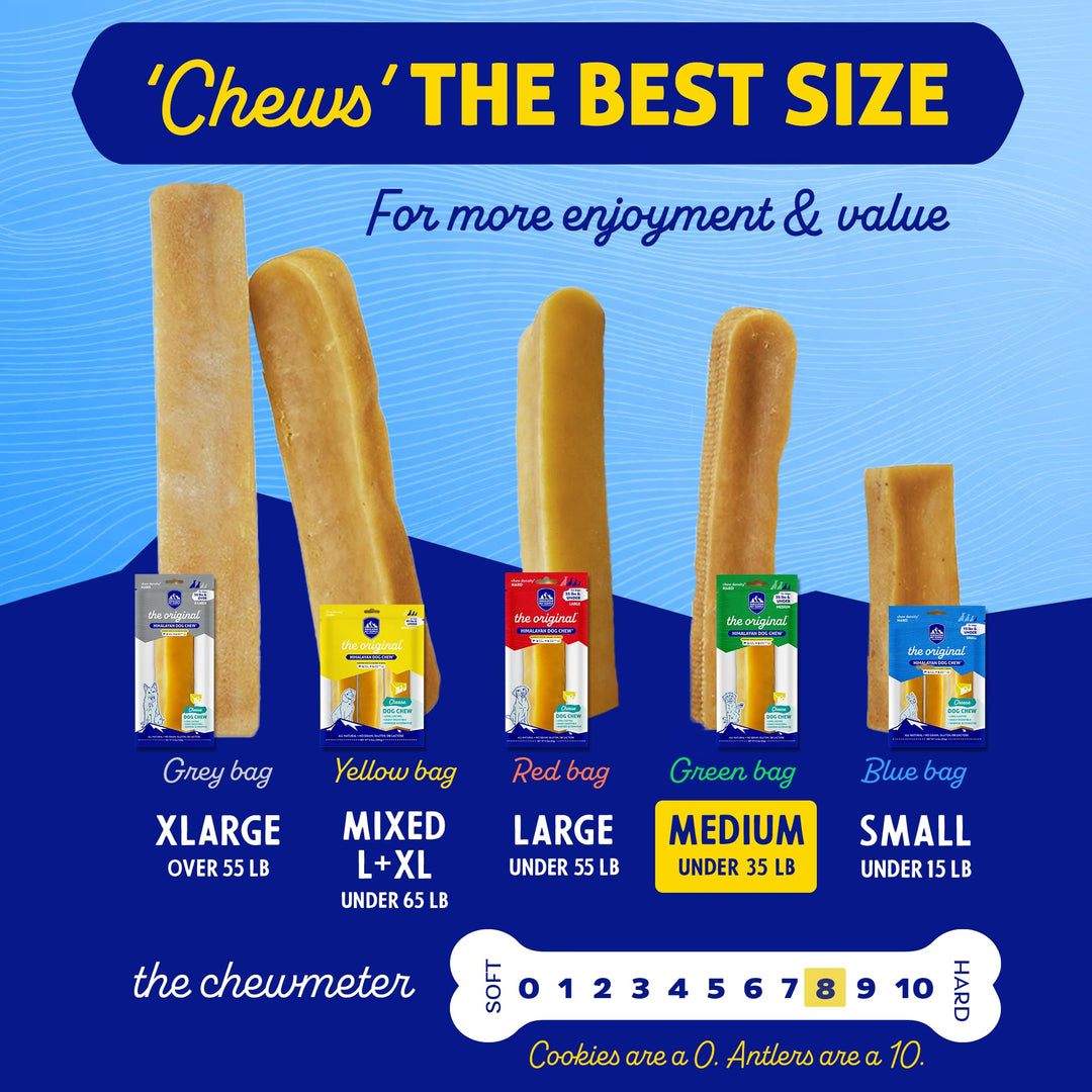Original Yak Cheese Dog Chew, 1 Medium Stick, 2.3 oz, Gluten Free, Healthy Dog Treats, Grain &amp; Lactose Free 100% Natural, Long Lasting Dog Chews for Dogs Under 35 lbs