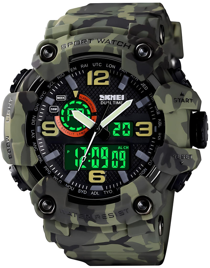 Men&#39;s Large Face Outdoor Sports Watches Military S-Shock Watch Waterproof, Backlight, Alarm, Stopwatch Features - Rugged Wristwatch for Training, Hiking, and Adventure