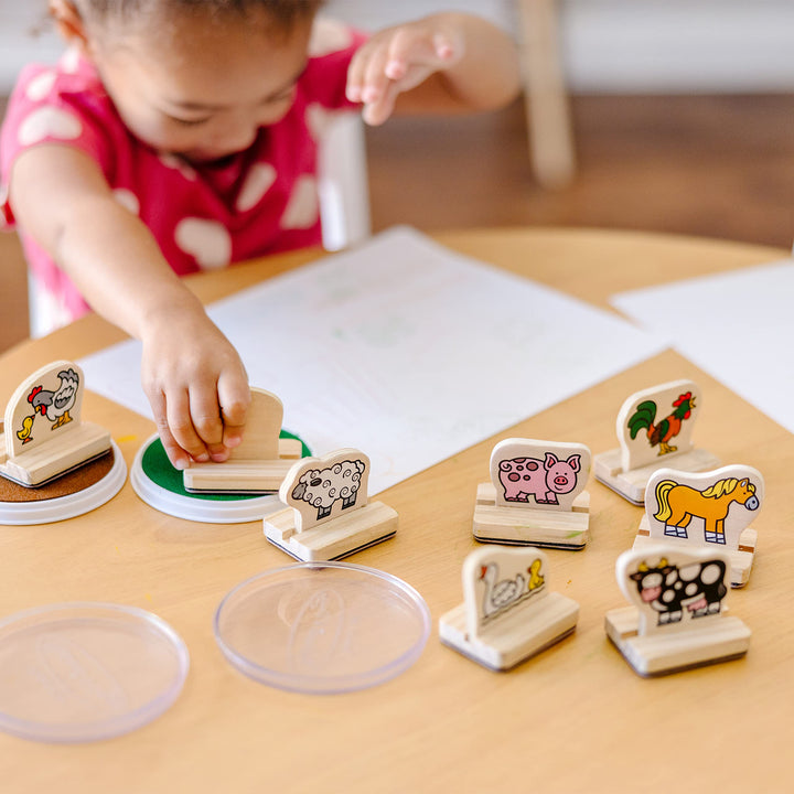 Melissa &amp; Doug My First Wooden Stamp Set - Farm Animals - Art Projects, With Washable Ink, Farm Themed Wooden Stamps For Kids Ages 4+
