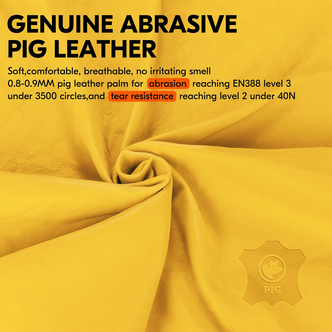 Vgo... 1-Pair Unlined Safety Pigskin Leather Work Glove
