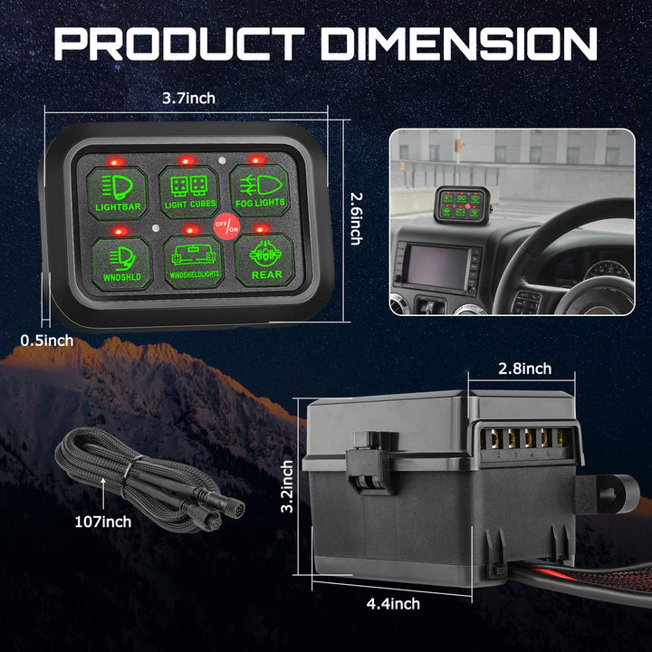 OFFROADTOWN 6 Gang Switch Panel Universal Electronic Re