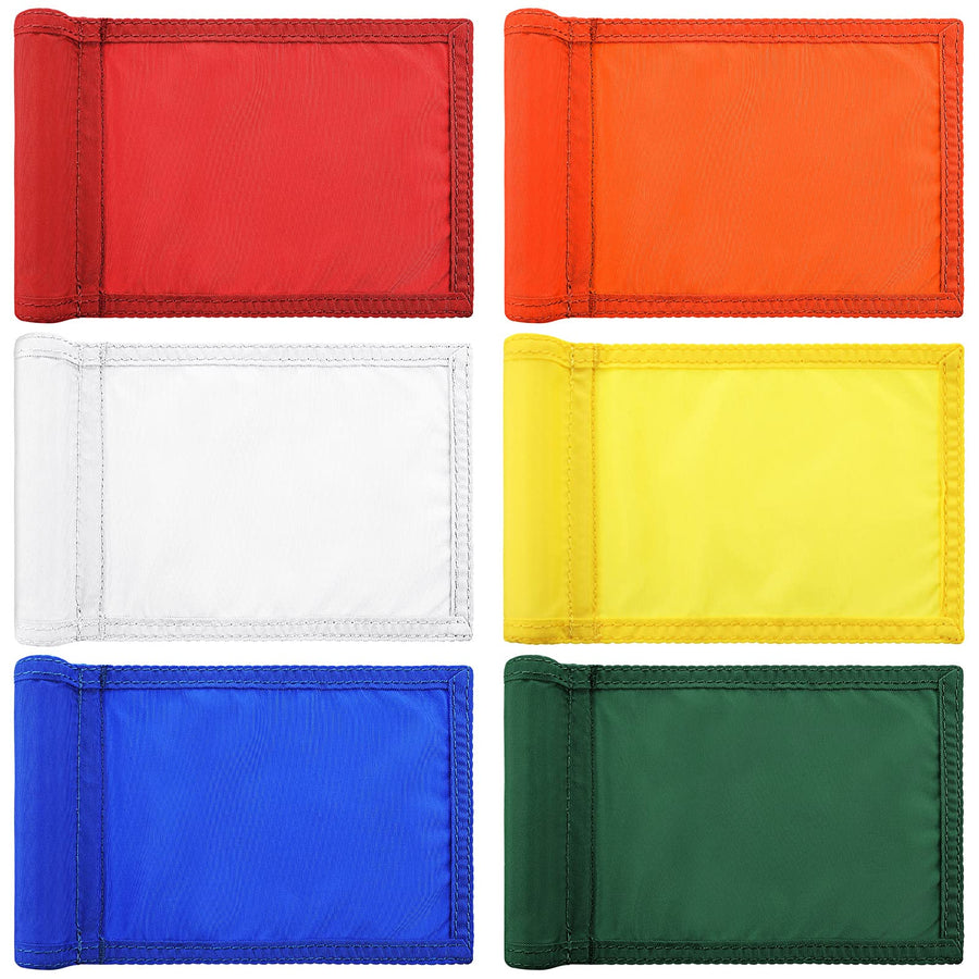 6 Pcs Golf Flag Golf Target Flag with Tube Inserted Waterproof Putting Golf Flags 420D Nylon Mini Pin Flags for Yard Indoor Outdoor Backyard Garden Portable Golf Flag, 8 x 6 Inch (Bright Color)