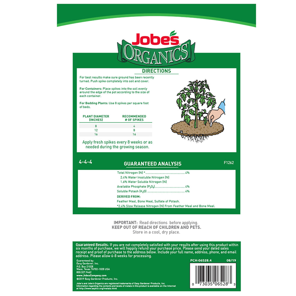 Jobe’s Organics All Purpose Fertilizer Spikes, Easy Plant Care Fertilizer for Vegetables, Flowers, Shrubs, Trees, and Plants, 50 Count