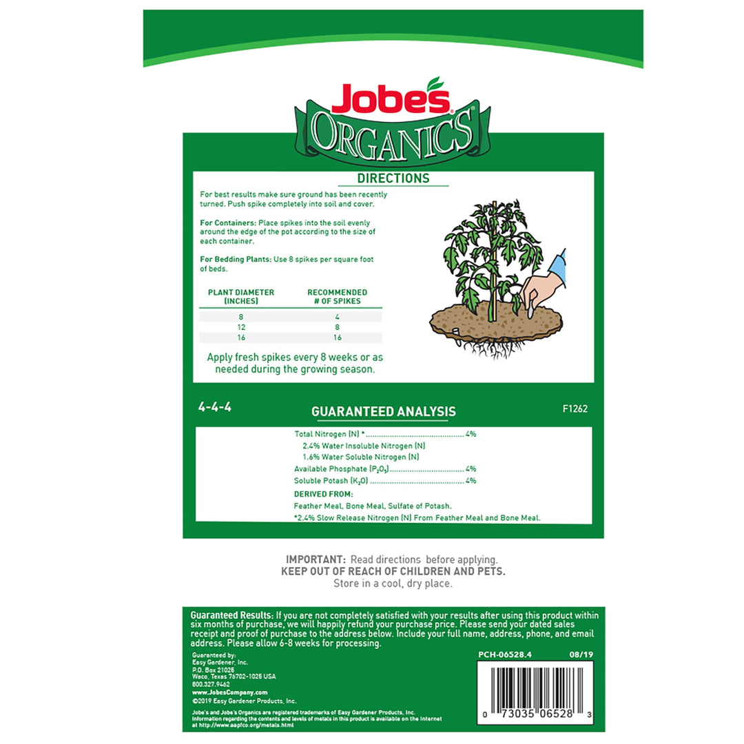Jobe’s Organics All Purpose Fertilizer Spikes, Easy Plant Care Fertilizer for Vegetables, Flowers, Shrubs, Trees, and Plants, 50 Count
