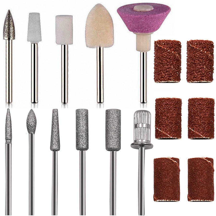 Nail Metal Drill Bits with Sanding Bands, Electric Machine Accessory Manicure Pedicure Tools for Acrylic Gel Nails Home Salon Use