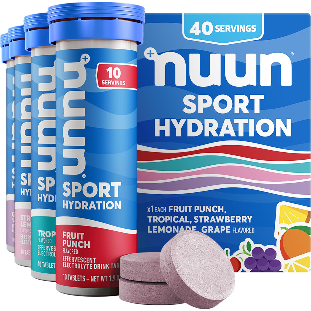 Sport Electrolyte Tablets - Dissolvable in Water, Juice Box Mixed Flavors, 5 Essential Electrolytes for Hydration, 1g Sugar Drink Mix, Vegan, Non-GMO, 4 Pack (40 Total Servings)