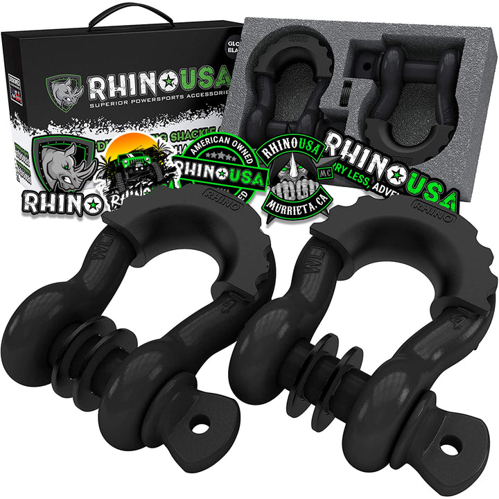 D Ring Shackles (2-Pack) - 41,850lb Break Strength – Heavy Duty 3/4 Clevis Shackle with 7/8 Pin for Towing &amp; Off-Road Use - Pairs with Tow Strap for Vehicle Recovery (Black)