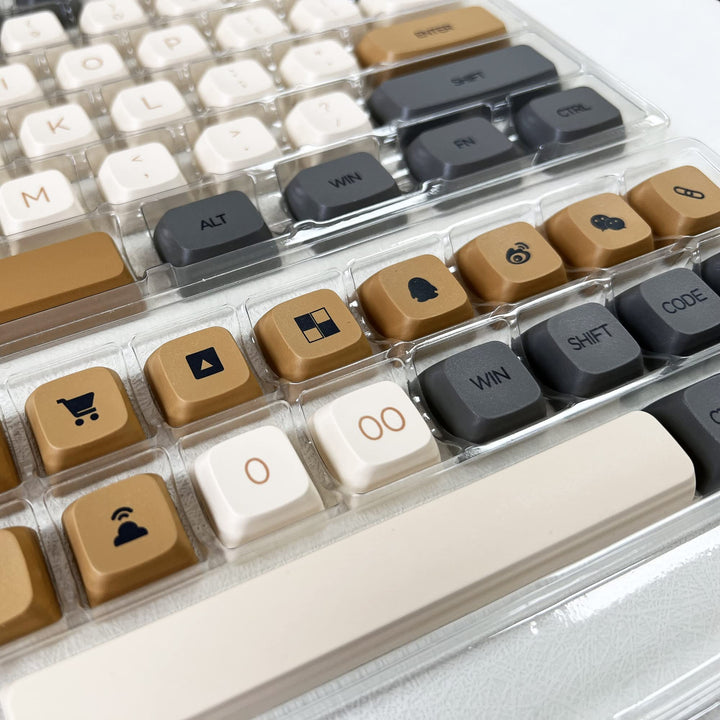 XDA Profile Keycaps 125 Retro PBT Key Cap Cover Set Dye Sublimation ANSI US Layout for Cherry Mx Switch Mechanical Keyboard (XDA/Ember)
