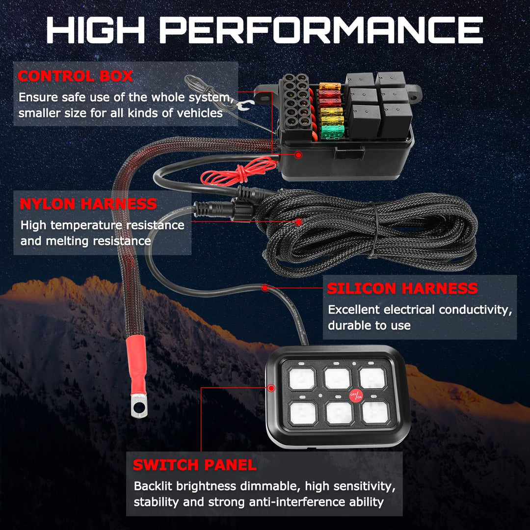 OFFROADTOWN 6 Gang Switch Panel Universal Electronic Re
