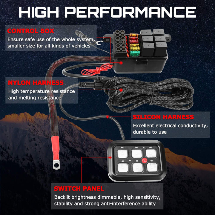 OFFROADTOWN 6 Gang Switch Panel Universal Electronic Re