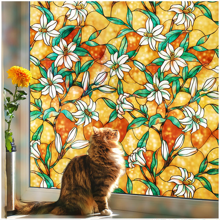 Coavas Window Privacy Film, Stained Glass Window Film D