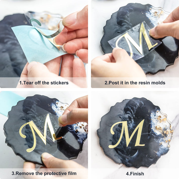 LET&#39;S RESIN Letter Stickers,8Pcs Large Gold Foil Alphabet Stickers(A), Vinyl Resin Letter Stickers for Water Bottles, Coaster Resin Molds, Cards Decoration