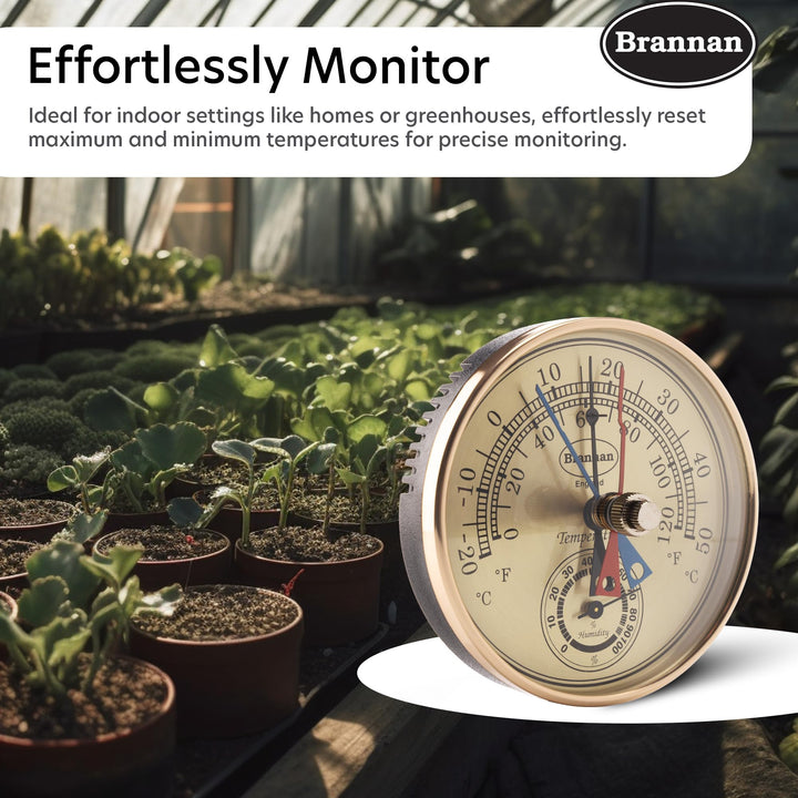 Max Min Thermometer and Hygrometer - Ideal Greenhouse Thermometer and Humidity Meter to Monitor Maximum and Minimum Temperatures and Humidity Easily Wall Mounted