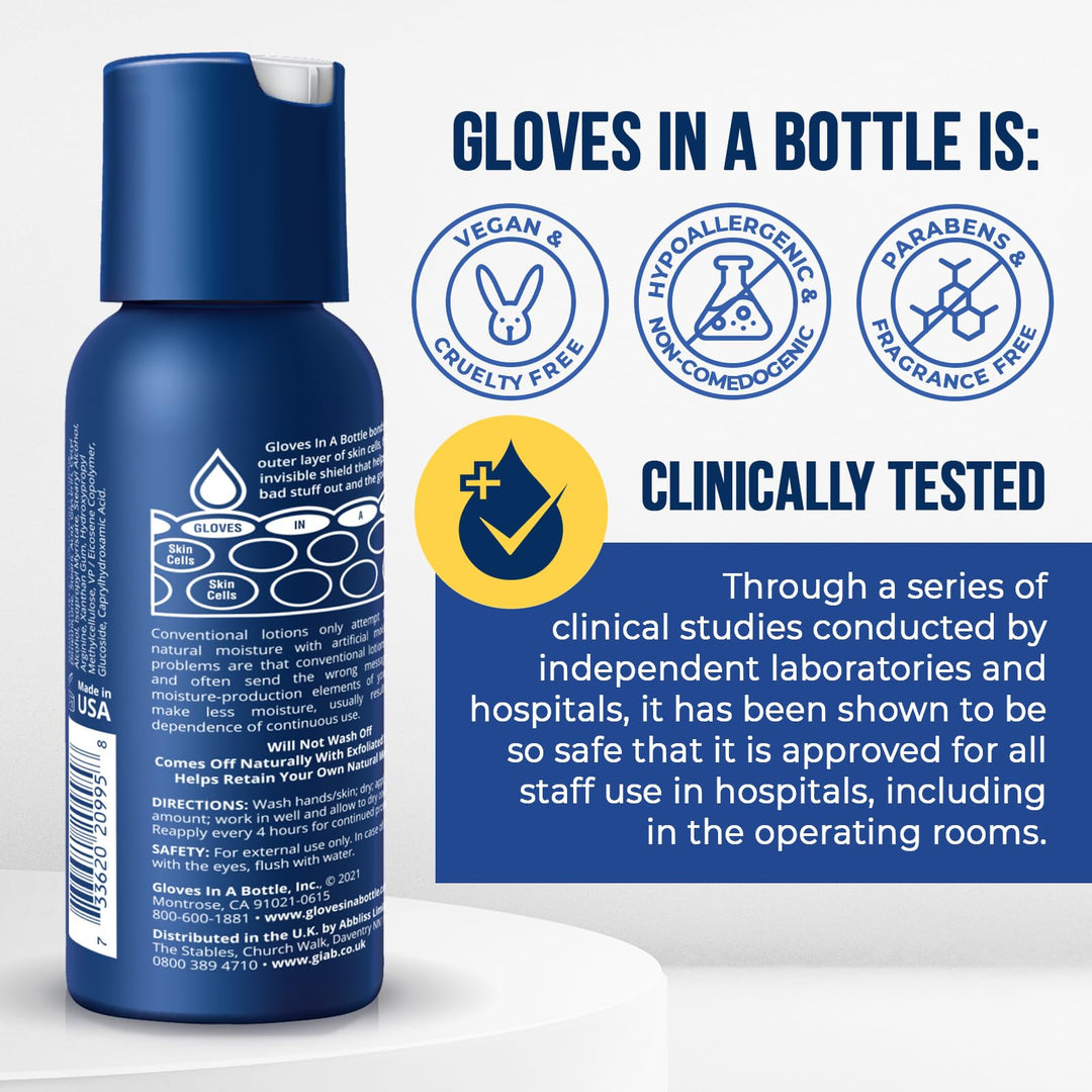 3 Pack 2oz : Gloves in a Bottle Shielding Lotion Great for Dry Itchy Skin, Grease-Less and Fragrance Free, 2 oz./60 mL, Pack of 3