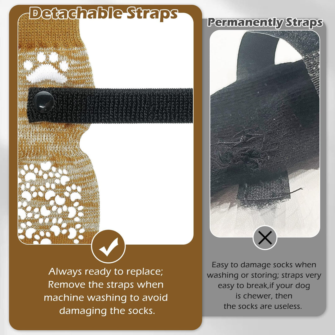 Anti Slip Dog Socks to Prevent Licking Paws, Dog Shoes for Hot Pavement, Dog Booties for Small Medium Large Senior Dogs, Traction Control Dog Boots &amp; Paw Protectors for Hardwood Floors