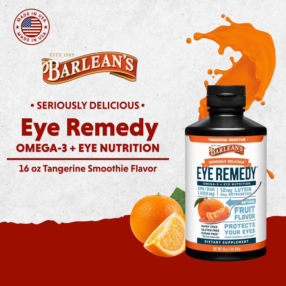 Eye Remedy Supplement, Tangerine Flavored Fish Oil Liquid with Lutein, Astaxanthin and Zeaxanthin,1,000mg Omega 3 EPA DHA, Eye Care Supplements, 16 oz