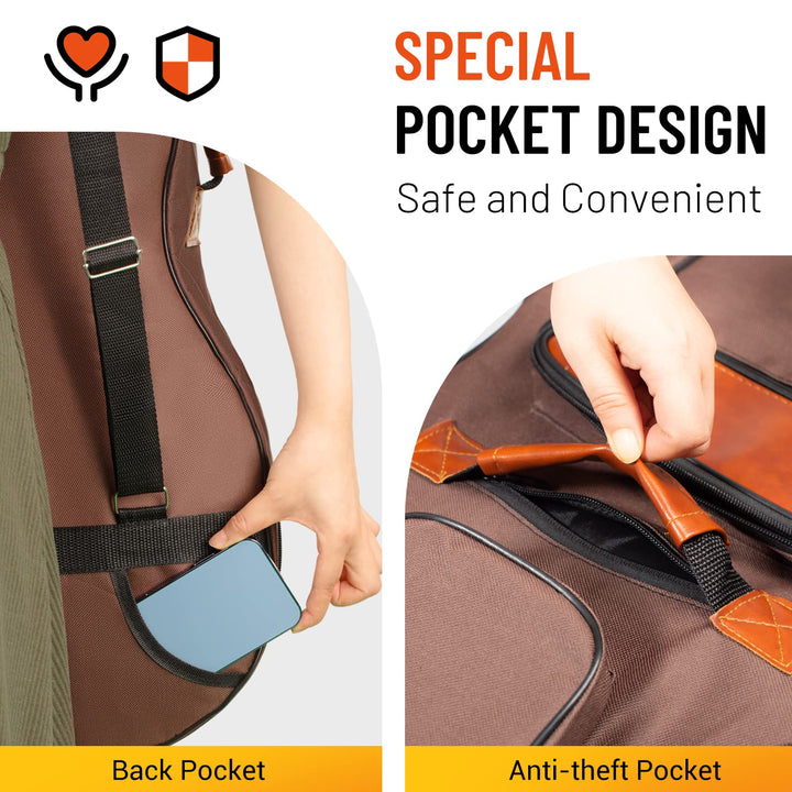 Guitar Bag 40 41 42 In 6 Pockets Guitar Case Water Resistent Oxford Cloth 0.5 In Extra Thick Sponge Padded for Acoustic Classical Guitar with Anti-theft Pocket CY0150