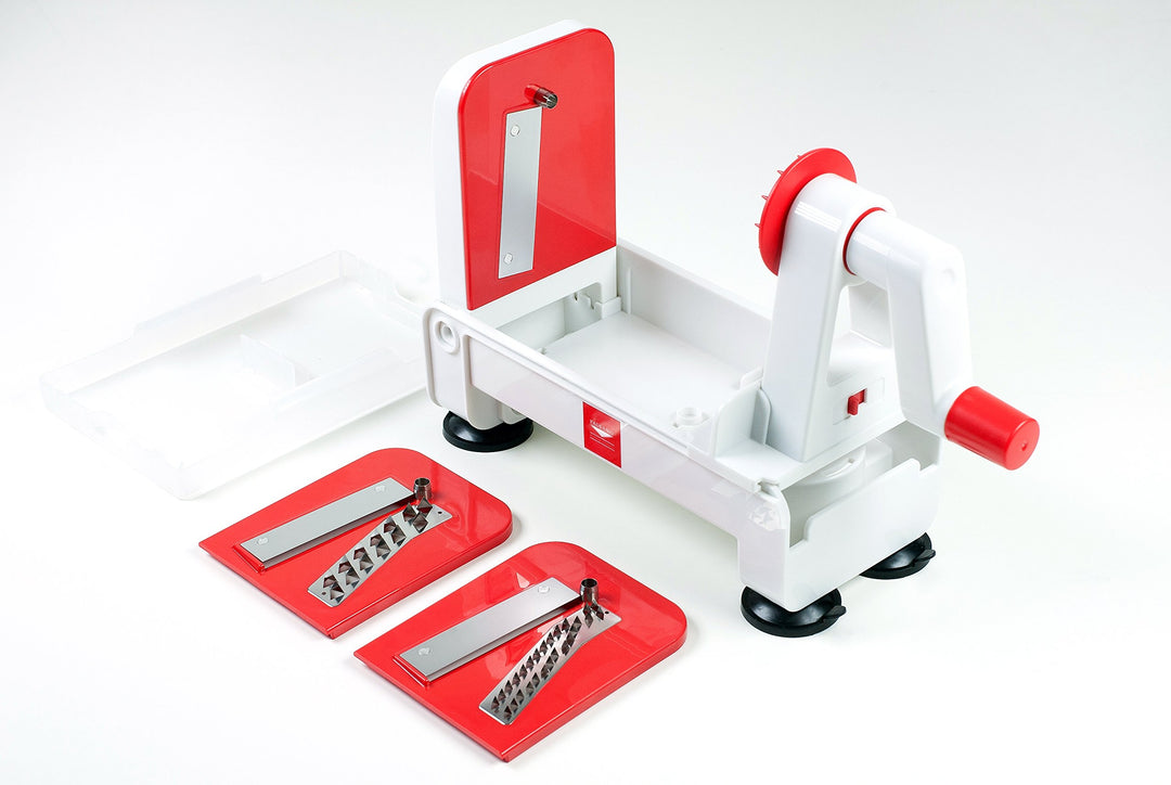 3-Blade Folding Vegetable Slicer / Spiralizer Pro, Counter-Mounted and includes 3 Different Stainless Steel Blades