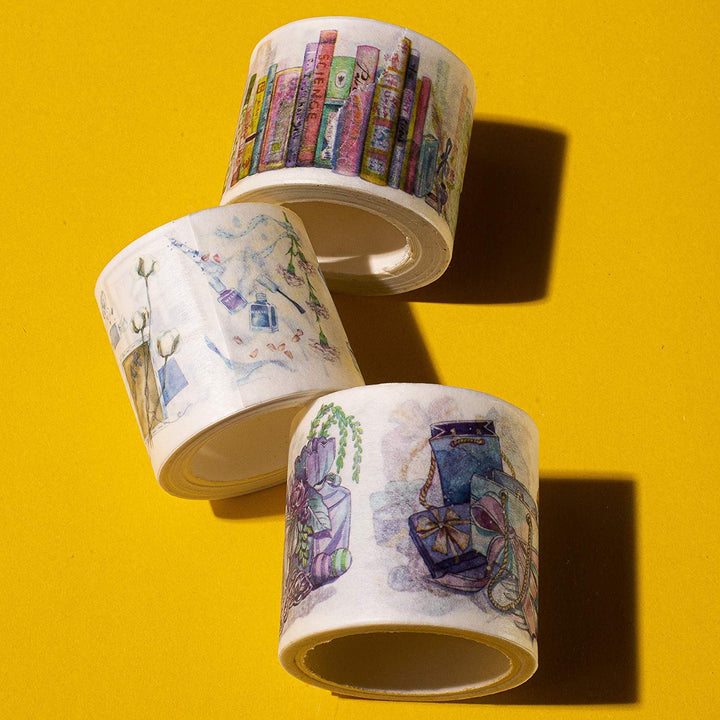 Seasonal Washi Tape Set (4 Pieces) | Cute Spring, Summer, Autumn and Winter Decorative Tapes | Floral Art Scrapbook Sticker Tape for Crafts and Planners | Wide Washi Tape Rolls for Kids