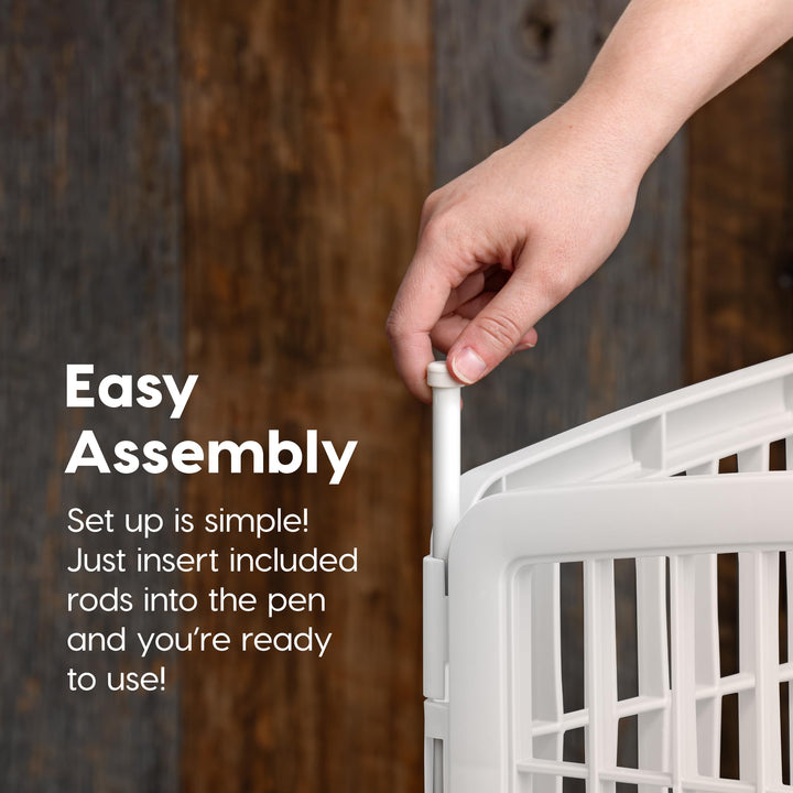 Dog Playpen, 8-Panel 34 Pet Playpen with Door, Puppy Playpen, Indoor/Outdoor Dog Pen, 63 x 63 x 34, Foldable, Customizable, White