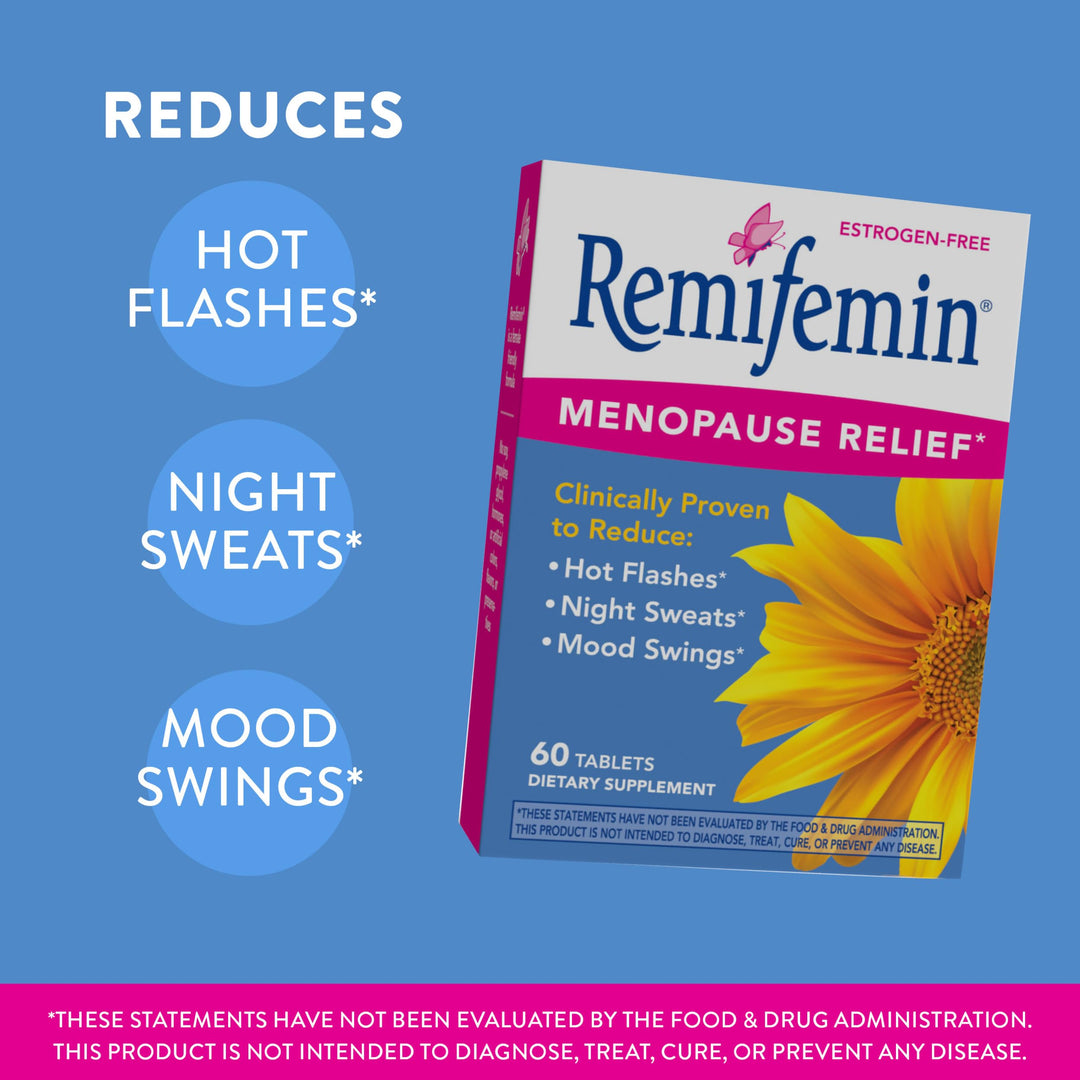 Remifemin Menopause Symptoms Relief - Clinically Proven Ingredients - Menopause Supplements - Black Cohosh - Estrogen-Free - Made in Germany - 60 Tablets
