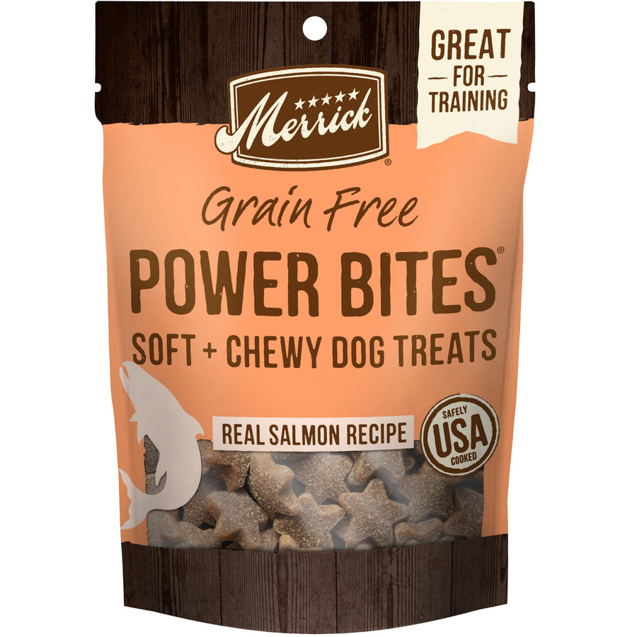 Power Bites Natural Soft And Chewy Real Meat Dog Treats, Grain Free Snack With Real Salmon Recipe - 6 oz. Bag