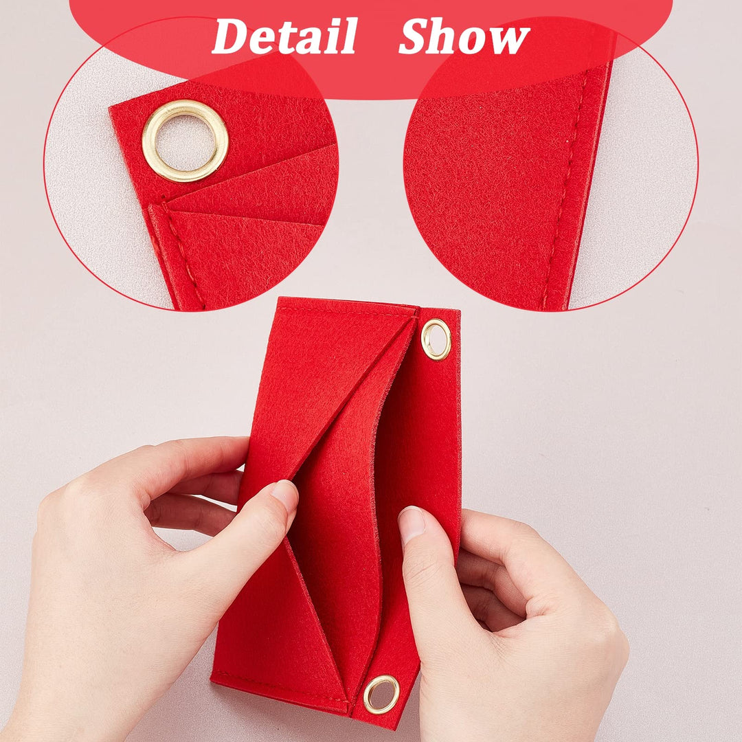 3 Styles Felt Purse Organizer Insert, Felt Bag Handbag Organizer Bag in Bag Multi-Pocket Insert Liner Women Pochette Envelope Bag Insert Conversion Kit Storage Accessories, 2.4-6.3 Inch, Red