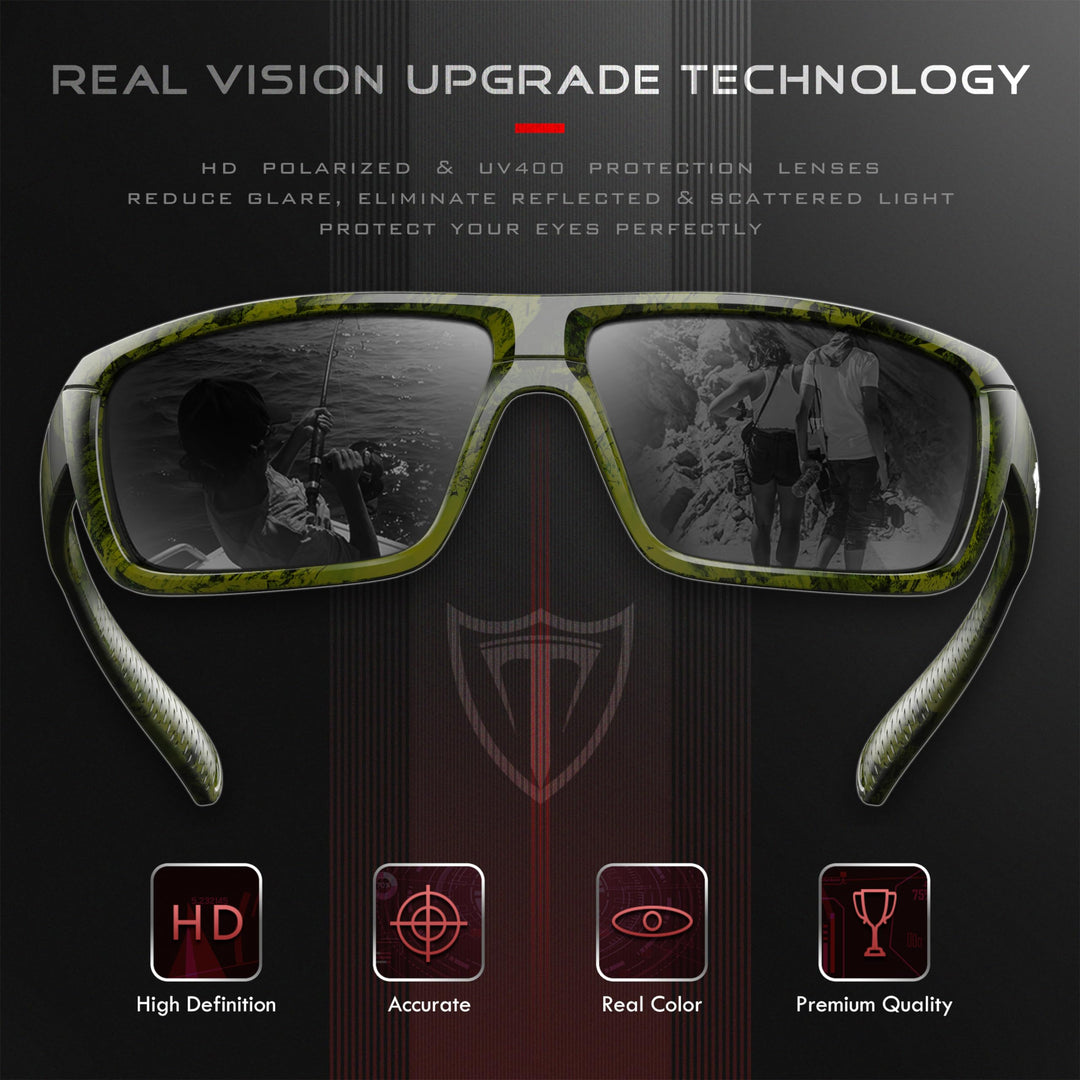 Polarized Wrap Sunglasses For Men Cycling Driving Fishing Sports Glasses Ultralight 5001 Camouflage