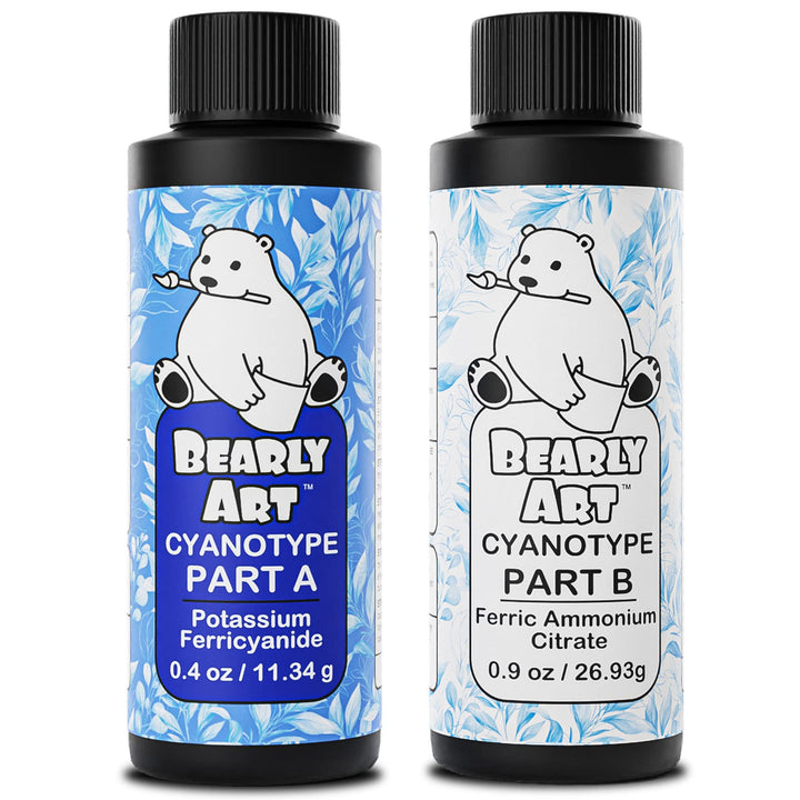 Cyanotype Kit - Sun - Solar Print Set for Photographic Printing on Paper and Fabric - 2 Part Sensitizer - Archival - Creates 32 8x10 Prints on Paper and 25 on Fabric